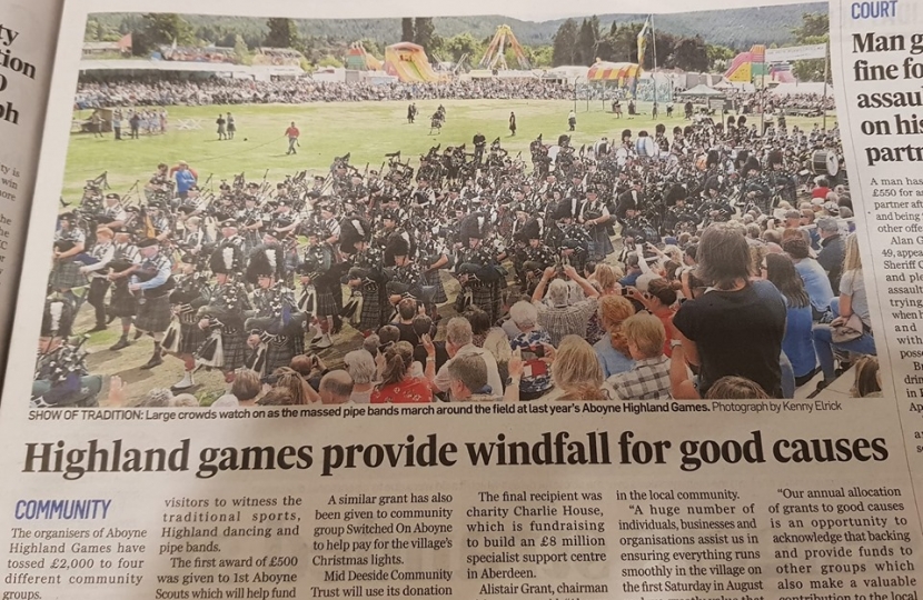 Delight at Aboyne Highland Games Funding 