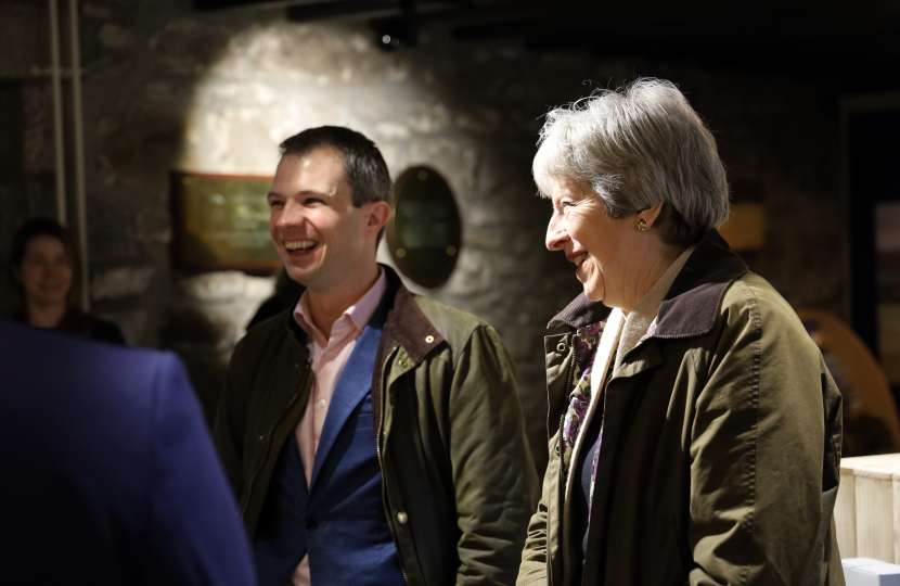 Andrew Bowie MP and Rt Hon Theresa May MP visiting Royal Lochnagar distillery.