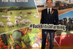 Andrew holding a Back British Farming sign